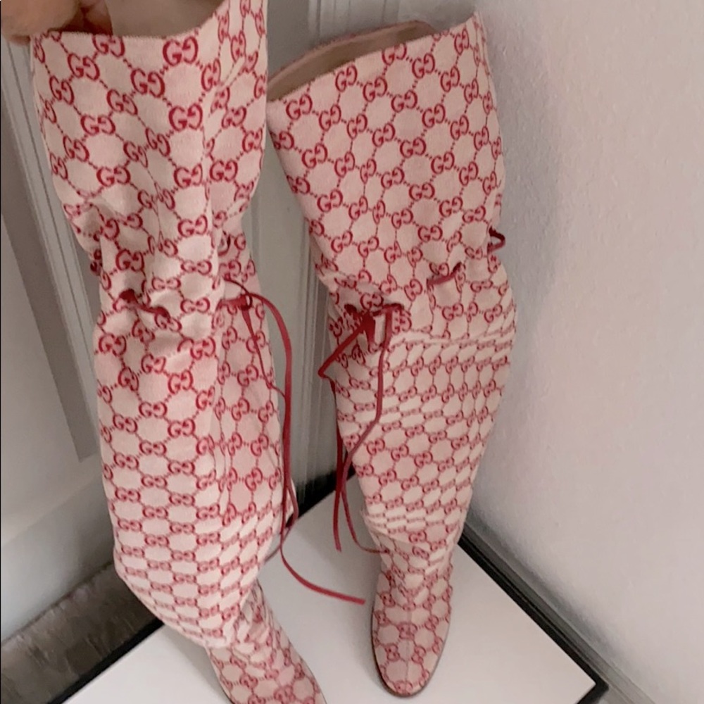 Gucci red thigh high boots size 37 1/2